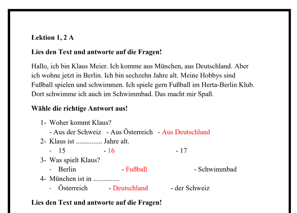 Wiederholt Texterfassung 10 - L 1, 2 A - Antwort (1)